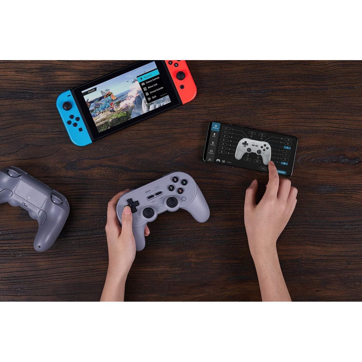 8Bitdo Pro 2 Bluetooth Controller for Switch, PC, macOS, Android, Steam & Raspberry Pi (Gray Edition) - 6